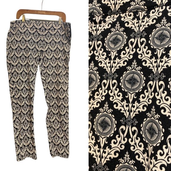 G21 Pants Black and White Pattern Jr Size 15 Side Zipper 98% Cotton - Picture 1 of 9